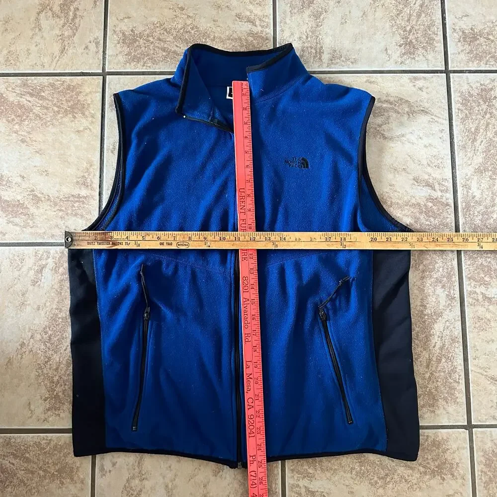 The North Face Full Zip Fleece Vest Blue Men's Size XLarge Zip Pockets‎